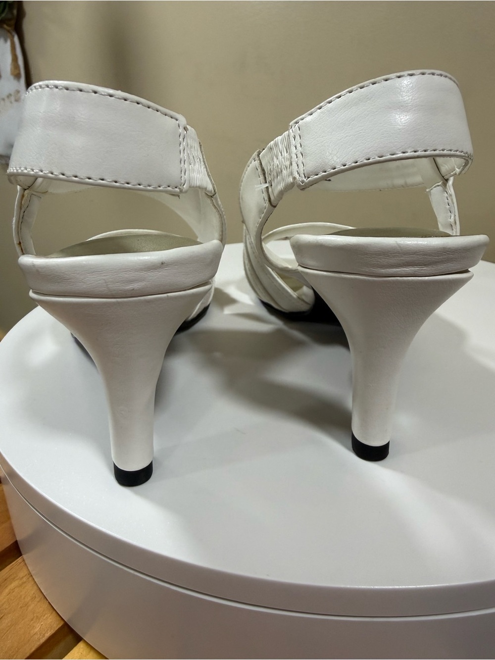 easy street White Open-Toe Strappy Slingback Heels NWOT - Picture 11 of 12